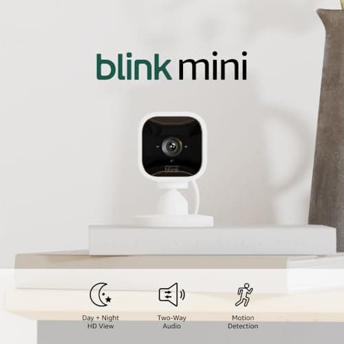 Blink Mini - Compact indoor plug-in smart security camera, 1080p HD video, night vision, motion detection, two-way audio, easy set up, Works with Alexa – 2 cameras (White) 5