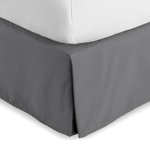 Bare Home Queen Bed Skirt - 15-Inch Tailored Drop Easy Fit - Bed Skirt for Beds - Center & Corner Pleats (Queen, Grey)