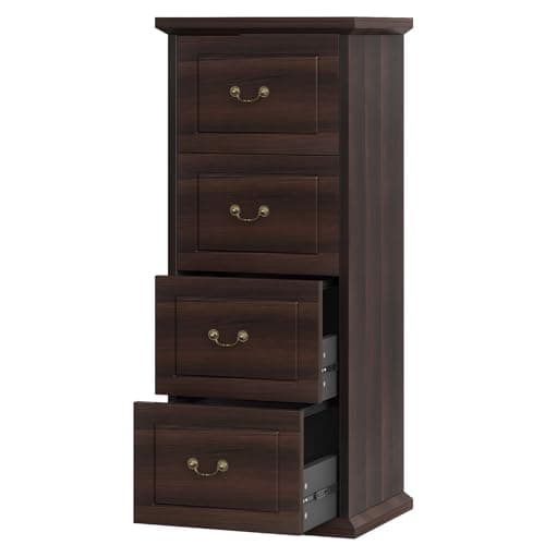 Tribesigns 4-Drawer File Filing Cabinet, Vertical File Cabinet Office Wood Filing Cabinet for A4 /Letter Size Narrow Tall File Storage for Honhe Office, Walnut 9