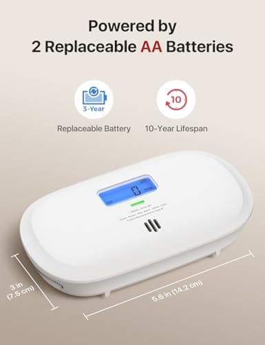 X-Sense Carbon Monoxide Detector, Replaceable Battery Powered CO Alarm with Digital Display, Portable Carbon Monoxide Detector for Travel, XC0C-SR, 1-Pack 2
