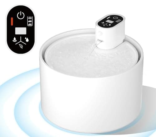 Ceramic Cat Water Fountain,Ceramic Water Fountain for Cats Cordless Automatic with Ultra-Quiet Pump and 4 Filter for Cats, Dogs, Multiple Pets 2.3lL/78oz 8