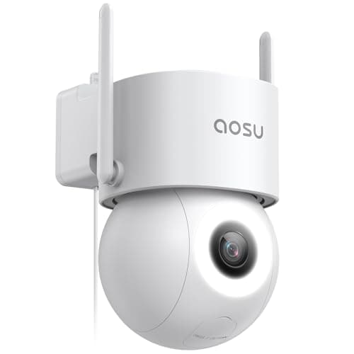 aosu 3K Wired Security Camera Outdoor - Smart 24/7 Recording WiFi Camera for Home Security w/Sound Light Alerts, 360° View, Auto-Tracking, Camara de Seguridad para Casa