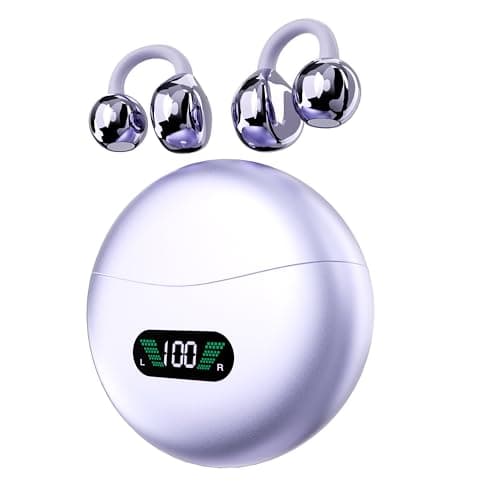 EarAccord Clip on Ear Buds, Open Ear Clip Bluetooth 5.4 Headphones, Designed for Small Ears & Glasses, Women's 4.2g Ultra-Light OWS Earring Earbuds, Secure-Fit & All-Day Wear for Workout, Yoga Purple