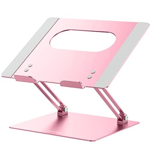 BESIGN LS10 Aluminum Laptop Stand, Ergonomic Adjustable Notebook Stand, Computer Holder Compatible with Air, Pro, Dell, HP, Lenovo More 10-14" Laptops, Pink