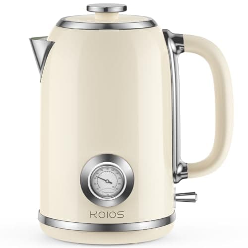 Electric Kettle 1.8L with Temperature Gauge, 1500W Fast Boiling Electric Tea Kettle, 100% Stainless Steel Retro-Style Hot Water Kettle Electric - Glowing LED Light, Auto Shut-Off & Boil-Dry Protection