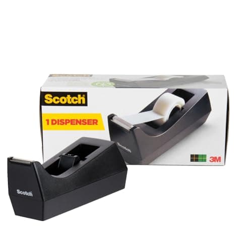 Scotch Desktop Tape Dispenser, Black, 2.7 in. x 2.7 in. x 6.4 in., 1 Tape Dispenser, Polystyrene (PS)