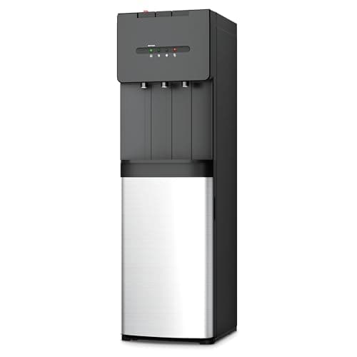 EUHOMY Self Cleaning Bottom Loading Water Cooler Dispenser, 3 Temperatures (Cold, Warm, Hot), Child Safety Lock, LED Indicator Light, Water Dispenser for Home, Apartment, Office, Black