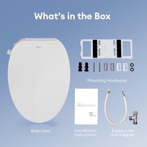 Rivix Electric Bidet Toilet Seat Elongated Slow Close Heated Toilet Seat with Bidet Warm Water Smart Self Dual Cleaning Nozzle Night Light E300 8