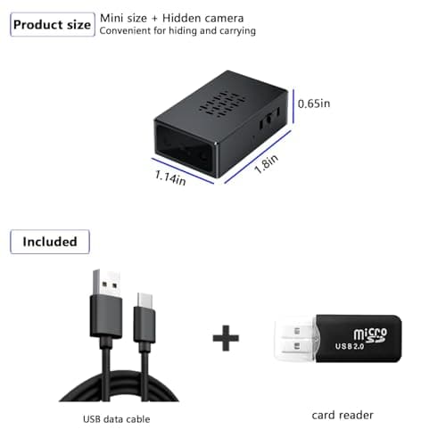 Hidden Camera Mini Spy Camera 1080P Small Security Camera, Tiny Portable Camera, Covert Nanny Cam, Indoor Home Office Security Cameras, Night Vision, Motion Detection, Gravity Sensor, Loop Record 9