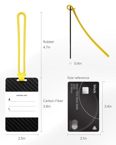 LUGGEX Luggage Tag for Suitcases - Carbon Fiber Accelerate Identification Bag Tag with Reusable Writing Panel - Waterproof & Durable, Travel Essentials（1 Pack） 7
