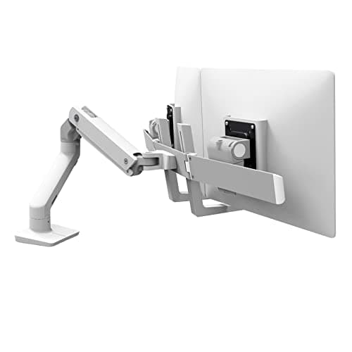 Ergotron – HX Dual Monitor Arm, VESA Desk Mount – for 2 Monitors Up to 32 Inches, 5 to 17.5 lbs Each – White