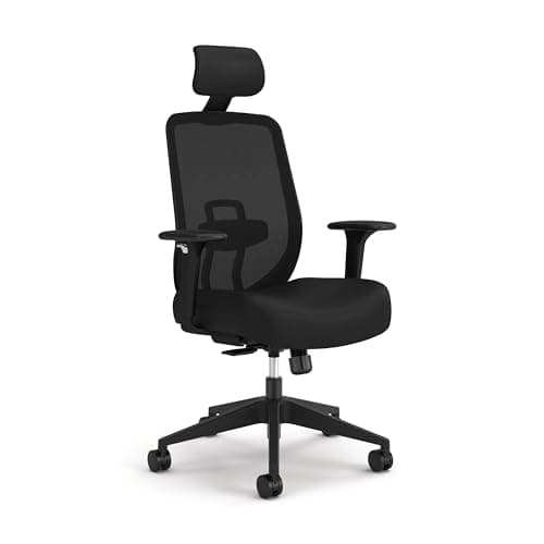 HON Altern Ergonomic Office Chair with Headrest, Arms, Wheels, Foam Cushion Seat, Mid Back Home Office Desk Chair Comfy, Gaming Chair, Height Adjustable Arms, Synchro-Tilt, Seat-Slide, Black