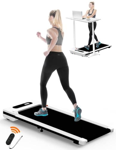 Walking Pad Treadmill, Electric Portable Treadmills with Remote Control, Under Desk Treadmill 2.25HP, Mini Jogging Walking Machine with 265 lbs Weight Capacity for Home Office, White