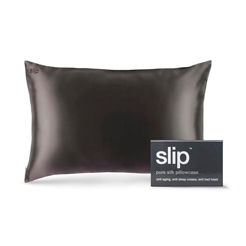 slip The Original Queen Pure Silk Pillow Case - 100% Pure 22 Momme Mulberry Silk - Queen Size Standard Pillow Case - Anti-Aging, Anti-BedHead, Anti-Sleep Crease, Charcoal (20" x 30")