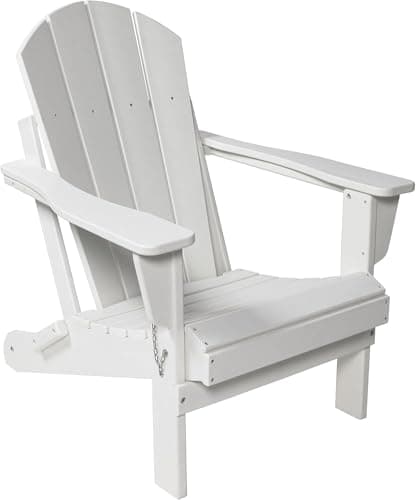 Elevon HDPE Outdoor Adirondack Chair, All-Weather Portable Folding Adirondack Chair, with Relaxing Arm Rest Ergonomic, for Patio, Garden, Backyard, Deck Lawn Fire Pit - White