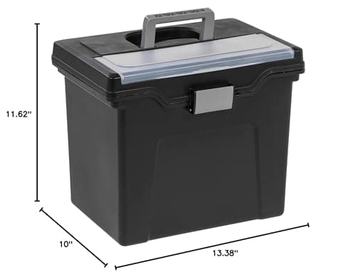 Office Depot Large Mobile File Box, Letter Size, 11 5/8in.H x 13 3/8in.W x 10in.D, Black/Silver, 110987 5