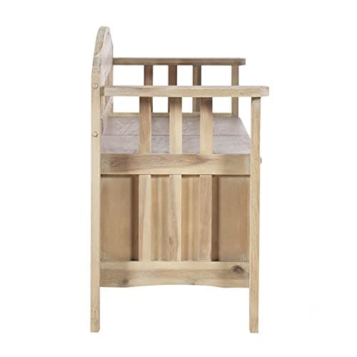 Linon Frankie Natural Wood Washed Storage Bench 8