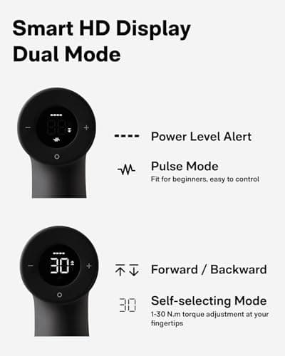 HOTO Cordless Brushless Drill 12V, LED Display Screen, 30 Precision Gears, 2 Working Modes, 2000mAh Battery, 266 In-lbs (30N·m) Torque, 3/8 Inch Keyless Chuck, 1400RPM, 10 x Bits, 8 x Drill Bits 9
