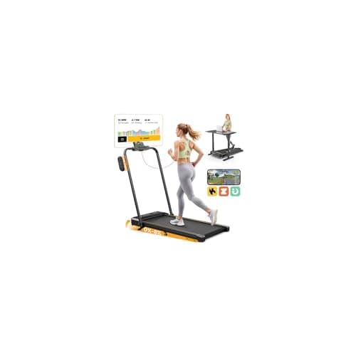HiFast Walking Pad Treadmill, 3 in 1 Foldable Under Desk Treadmills for Home Office, Small Walking Pad with Incline Handle Bar, 300lbs Capacity 2.5HP Portable Running Machine with APP Remote Control