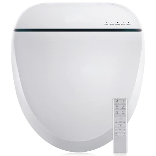 Aquonderful Bidet Toilet Seat, Round, Smart Unlimited Warm Water, Electronic Heated Toilet Seat with Remote Control, Turbo Wash, Dryer, Rear and Front Wash, Slow Closes, Night Light, White, 102DS-W