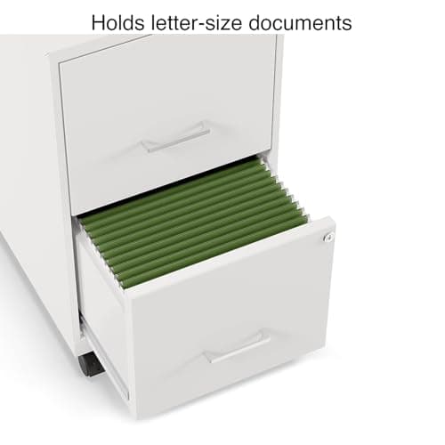 Staples 2-Drawer Vertical File Cabinet, Letter Size Documents, Lockable & Mobile, 18.9" D x 14.3" W x 26.3" H, White 5