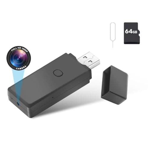 rumhams 64GB USB Flash Drive Camera,1080P Video Resolution Security, Rechargeable Portable mini Body cam,Surveillance Camera