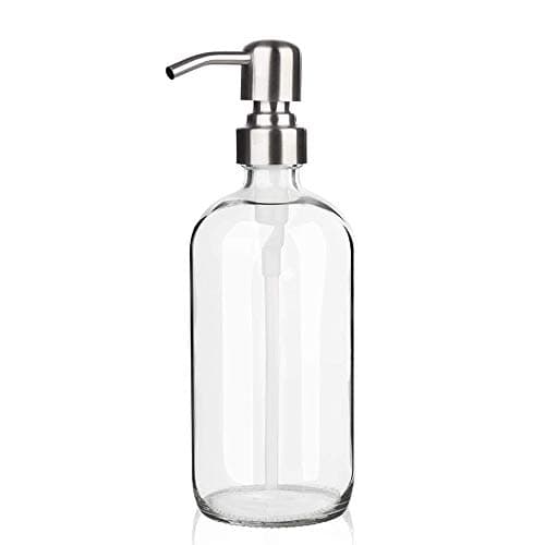 ARKTEK Glass Soap Dispenser - Clear Dish Soap Dispenser for Kitchen, Refillable Liquid Hand SoapDispenser with Rust Proof Stainless Steel Pump for Bathroom, Countertop (17 Ounce/ 500 ML)