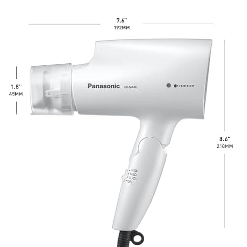 Panasonic nanoe Compact Hair Dryer with Oscillating Quick Dry Nozzle for Healthier-Looking Hair, Folding Blow Dryer for Travel and Home, 3 Airflow Hairdryer Settings - EH-NA2C-W (White) 9