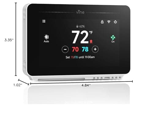 vine Programmable Thermostat for House with 4.3" Touch Screen, WiFi Smart Home Thermostat for AC and Heating, App/Voice Control, Compatible with Alexa and Google Assistant, C-Wire Required, TJ-919T 10