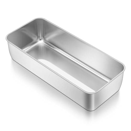 TeamFar Loaf Pan, 12 x 5 Inch Stainless Steel Loaf Pans for Baking Bread, Large Bread Loaf Baking Pan for Homemade Bread, Meatloaf, Cake, Brownies, Non-Toxic, Heavy-duty, Oven & Dishwasher Safe