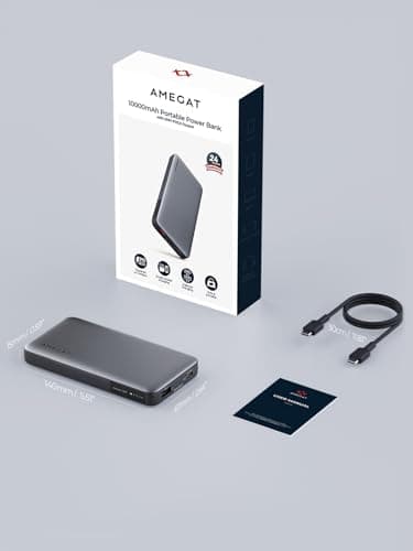 AMEGAT Portable Charger, 10000mAh 30W USB C Power Bank PD Fast Charging Slim Portable Phone Charger Battery Pack for Phone, MacBook, Laptops, Earbuds and More 9