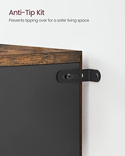 VASAGLE Lateral File Cabinet, Home Office Printer Stand, 2-Drawer Filing Cabinet, with Anti-tip Interlocking Mechanism, for A4, Letter-Size, Legal-Size Hanging Files, Rustic Brown and Ink Black 7