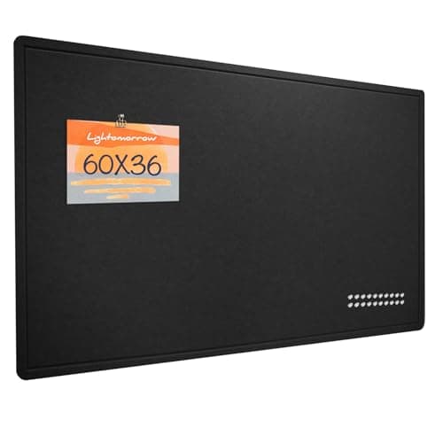 Lightomorrow Large Bulletin Board - 60 x 36 Inches, Decorative Felt Pin Board for Wall - 5' x 3' Foldable Photo Display Board with Self-Adhesive Tape, Includes 20 Push Pins - Black