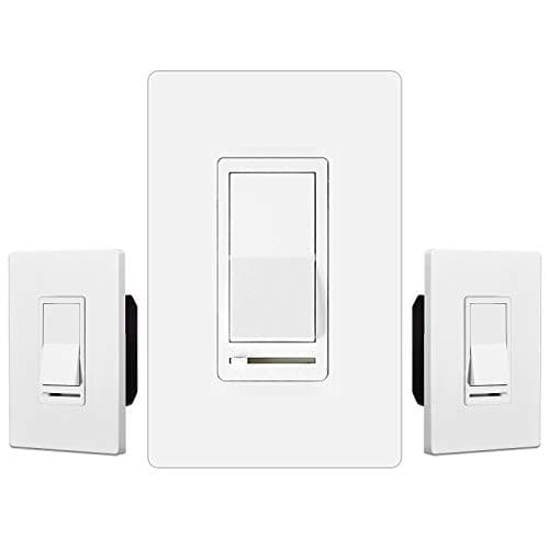 BESTTEN 3 Pack Dimmer Light Switch, Single Pole or 3 Way Dimmable Light Switch for Incandescent or Halogen Bulbs, CFL and LED Lamps, White
