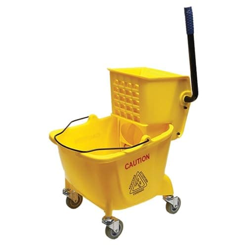 Simpli-Magic Side Press Wringer Combo Commercial Rectangular Mop Bucket on Wheels, 35-Quart, Yellow