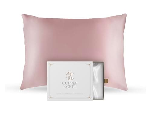 Copper Infused Pillowcase 100% Pure Silk | 22 Momme Mulberry Silk | Clearer Skin & Smoother Hair, Anti-Acne, Anti-Aging, Naturally Cooling (1 Case, Standard, Rose Pink)