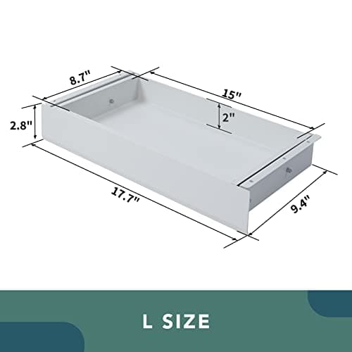 FLEXISPOT Under Desk Drawer, Steel Drawer for Desk Slide-out, Under table Mounted Drawer, Standing Workstation Storage Attachment for Office Home - 17.7” Width, White 5