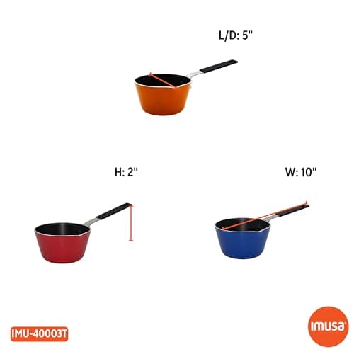 IMUSA USA Nonstick Multi Mini Sauce Pan with Silicone Handle Varies, You May Receive Red, Orange, Blue Color (Pack of 1) 7