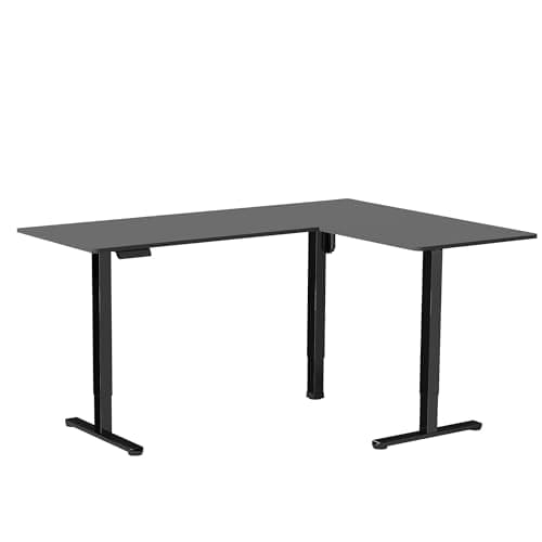 VIVO Corner Standing Desk, 63 x 55 inch Reversible L-Shaped Workstation, Electric Height Adjustment, Home, Office, and Reception Rooms, Black Table Top Black Frame, DESK-E3CTB 9