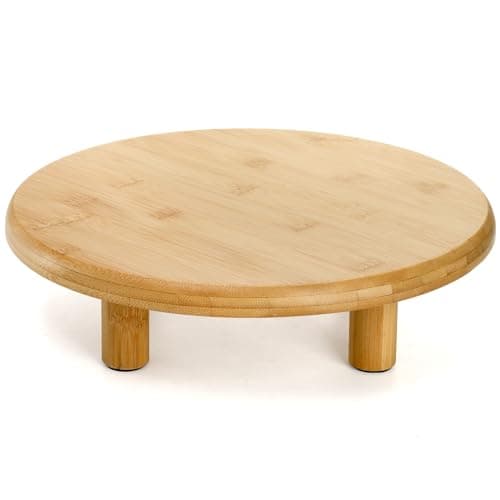 Cididu 12 Inch Bamboo Cake Stand, 3.3''H Round Pedestal Tray, Decorative Display Risers with Legs, Dessert Plate Holder Tray for Birthday Wedding Baby Shower Tea Party Table Display Countertop