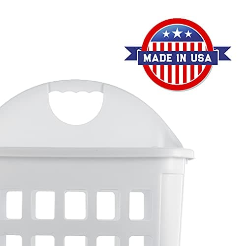 United Solutions Rolling Hamper with Built-In Handle, Two Bushel Capacity Holds 3 Loads of Laundry, Smooth-Gliding Thermo-Rubber Wheels, White, Ventilated Design 8