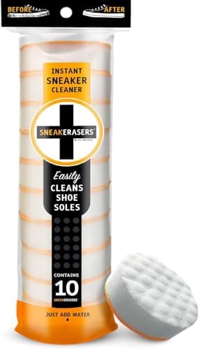 SneakERASERS Instant Sneaker Cleaner, Premium Shoe Cleaning Kit for Sneakers, Dual-Sided Sponges, Effective for Tennis Shoes & Women Men Sneakers, Gentle Rub Design (10 Pack) 9