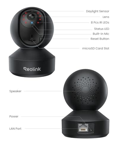 REOLINK E1 Pro(Black) 3K PT Wi-Fi Indoor Camera for Baby & Pet Monitoring, Auto Tracking, 5MP Night Vision Enhanced by F1.6 Aperture, Person/Pet/Baby Crying Detection, 2.4/5GHz Wi-Fi, Two-Way Audio 9