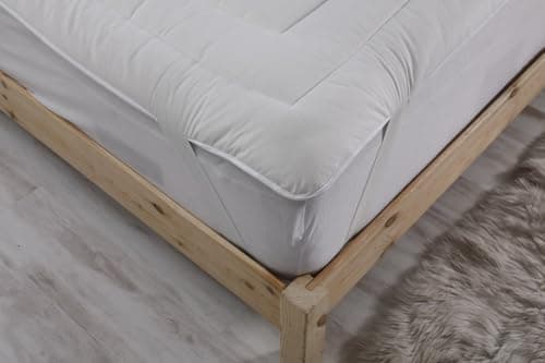 SLIMLINE Natural Wool Mattress Pad, Merino Wool Filling, Quilted Natural Cotton Cover, 1" Thickness, Hypoallergenic, All Seasons, White (Twin) 4