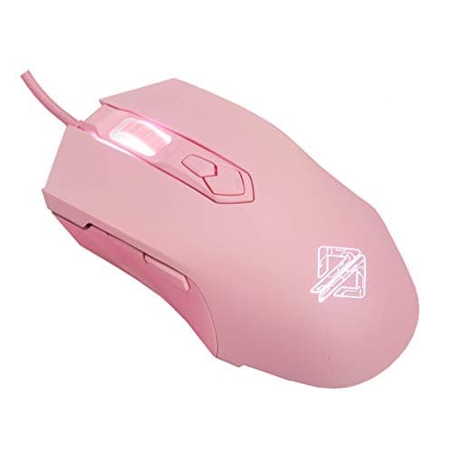 Lomi-luskr AJ52 Gaming Mice Wired, Programmable 7 Buttons, Computer Mice with RGB LED Backlit, 200-4800 DPI Adjustable,for Windows/Mac OS/Linux (Pink) (Renewed)