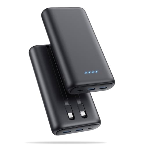 Ekrist Upgraded Portable Charger 40800mAh Power Bank - Portable Battery with 2 Built in Cables,PD 25W USB C Fast Charging Battery Pack Compatible with iPhone 17 16 15 14 13 Android Phone etc-Black