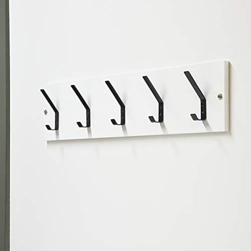 Amazon Basics Wall Mounted Modern Metal Drywall Coat Hooks - Flat Black, 5-Pack 5
