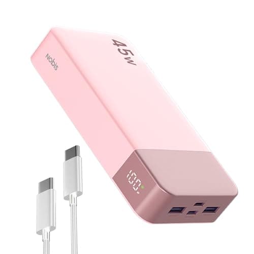 NOBIS Portable Charger, 20000mAh Power Bank, 45W Power Bank Fast Charging, Battery Pack with C to C Cable, Battery Bank with Digital Display for Phone Android Laptop etc (Pink)