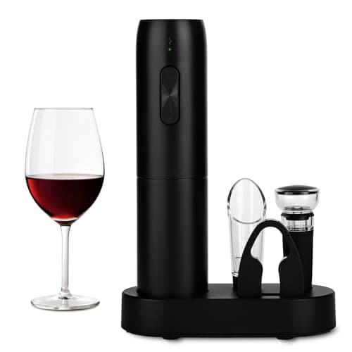 Wine Opener Electric Wine Bottle Openers Electric Wine Openers Set with Rechargeable Base Automatic Wine Opener Rechargeable with Foil Cutter Vacuum Preservation Stoppers Wine Dispenser Storage Base