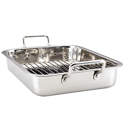 Farberware Classic Traditions Stainless Steel Roaster/Roasting Pan with Rack, 17 Inch x 12.25 Inch 9